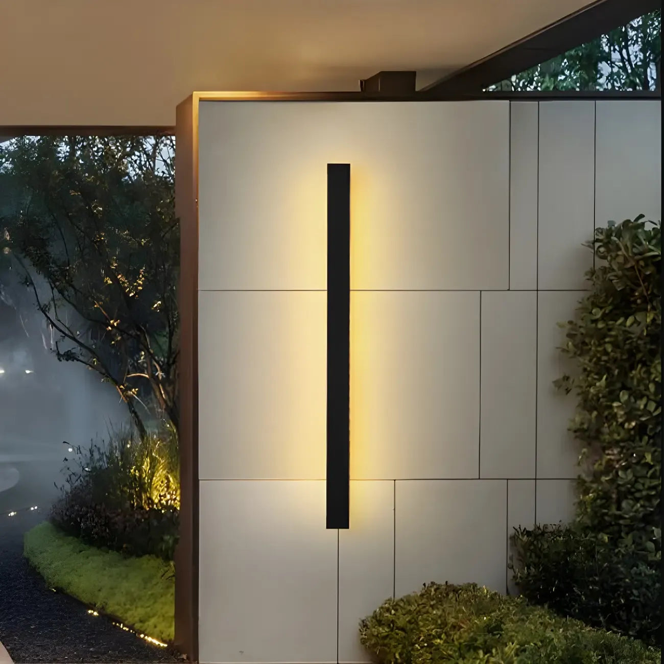 Modern Metal Black Linear LED Outdoor Wall Light