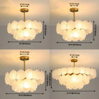 Adjustable Elegant Gold Unique Layered Scallop Glass Chandelier