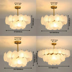 Adjustable Elegant Gold Unique Layered Scallop Glass Chandelier