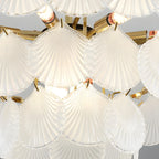 Adjustable Elegant Gold Unique Layered Scallop Glass Chandelier