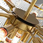 Adjustable Elegant Gold Unique Layered Scallop Glass Chandelier