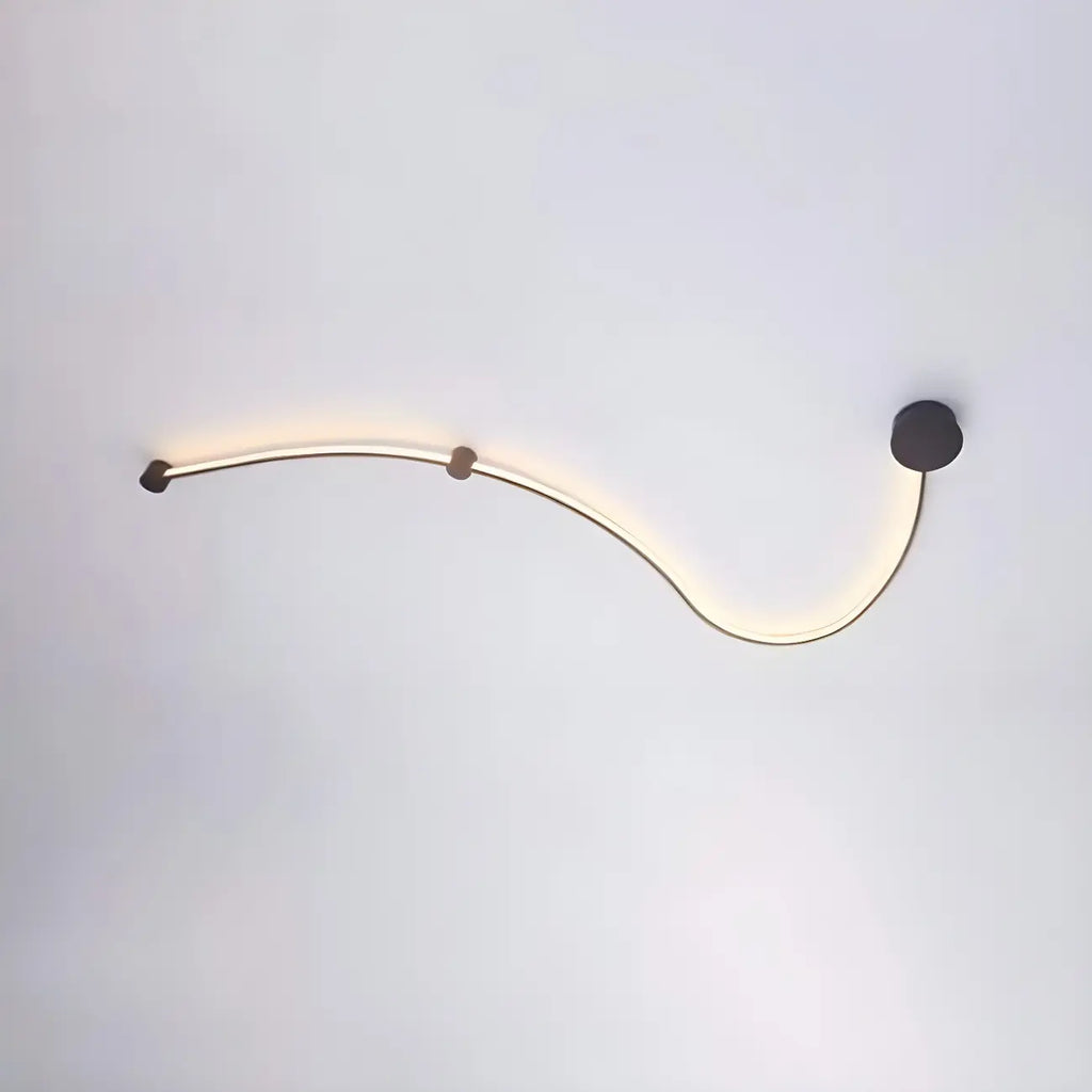 Unique Black Linear Flowing LED Wall Sconce for Living Room