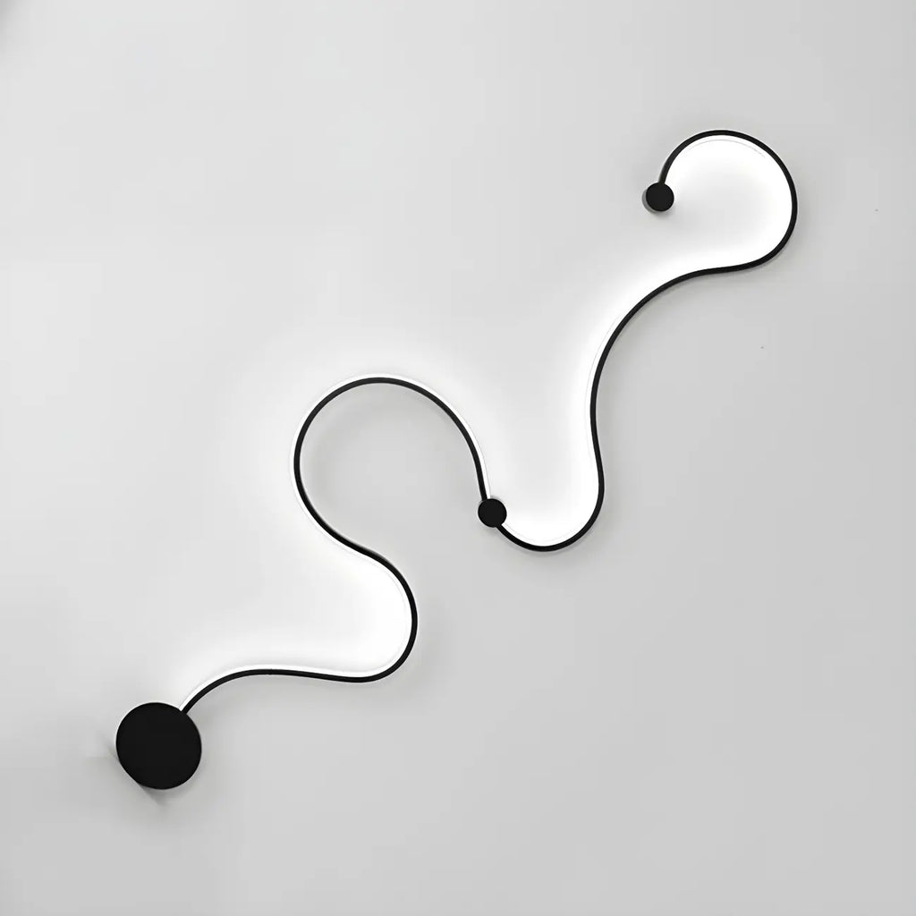 Unique Black Linear Flowing LED Wall Sconce for Living Room