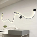 Unique Black Linear Flowing LED Wall Sconce for Living Room