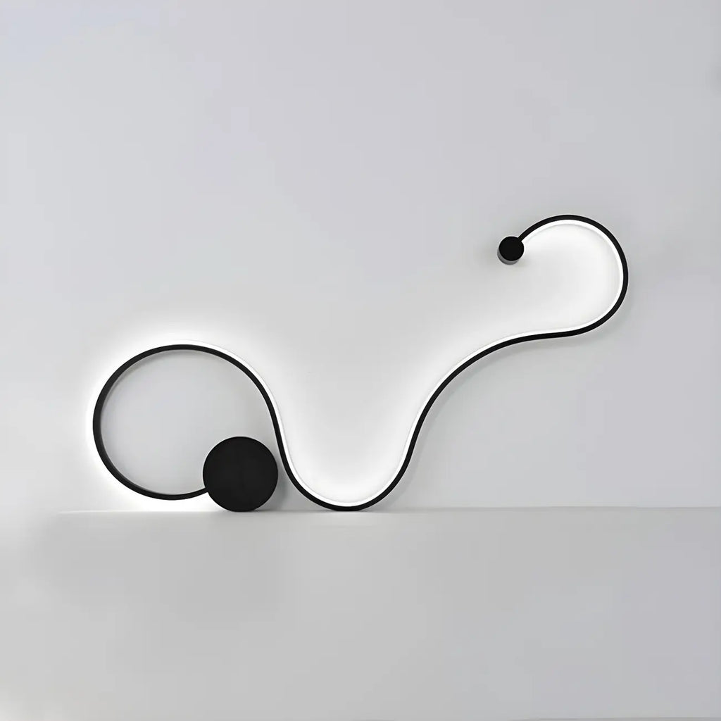 Unique Black Linear Flowing LED Wall Sconce for Living Room