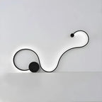 Unique Black Linear Flowing LED Wall Sconce for Living Room