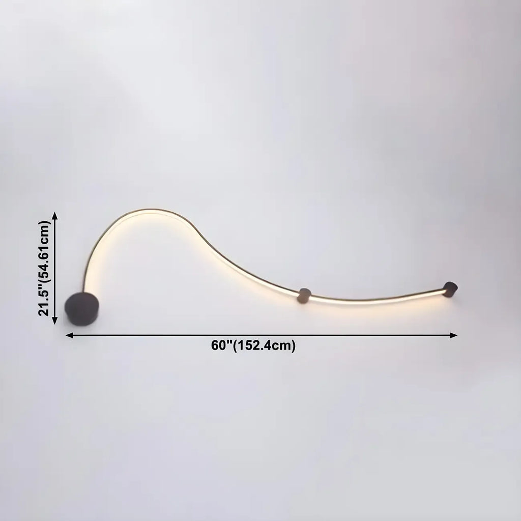 Unique Black Linear Flowing LED Wall Sconce for Living Room