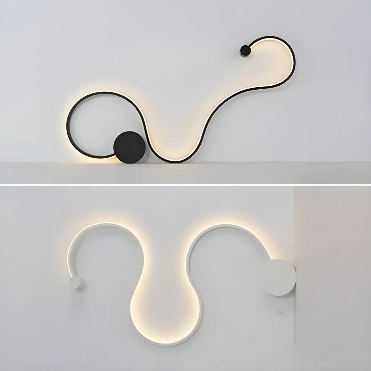 Unique Black Linear Flowing LED Wall Sconce for Living Room