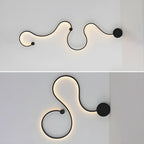 Unique Black Linear Flowing LED Wall Sconce for Living Room