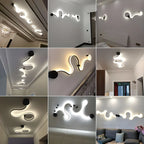 Unique Black Linear Flowing LED Wall Sconce for Living Room