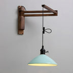 Rustic Cylinder Wall Sconce with Wood Arm for Bedroom Decor