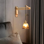 Rustic Cylinder Wall Sconce with Wood Arm for Bedroom Decor