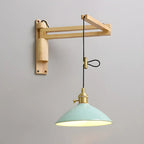 Rustic Cylinder Wall Sconce with Wood Arm for Bedroom Decor