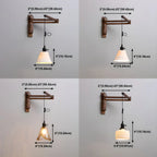 Rustic Cylinder Wall Sconce with Wood Arm for Bedroom Decor