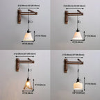 Rustic Cylinder Wall Sconce with Wood Arm for Bedroom Decor