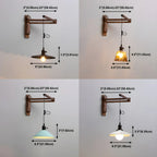 Rustic Cylinder Wall Sconce with Wood Arm for Bedroom Decor