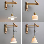 Rustic Cylinder Wall Sconce with Wood Arm for Bedroom Decor