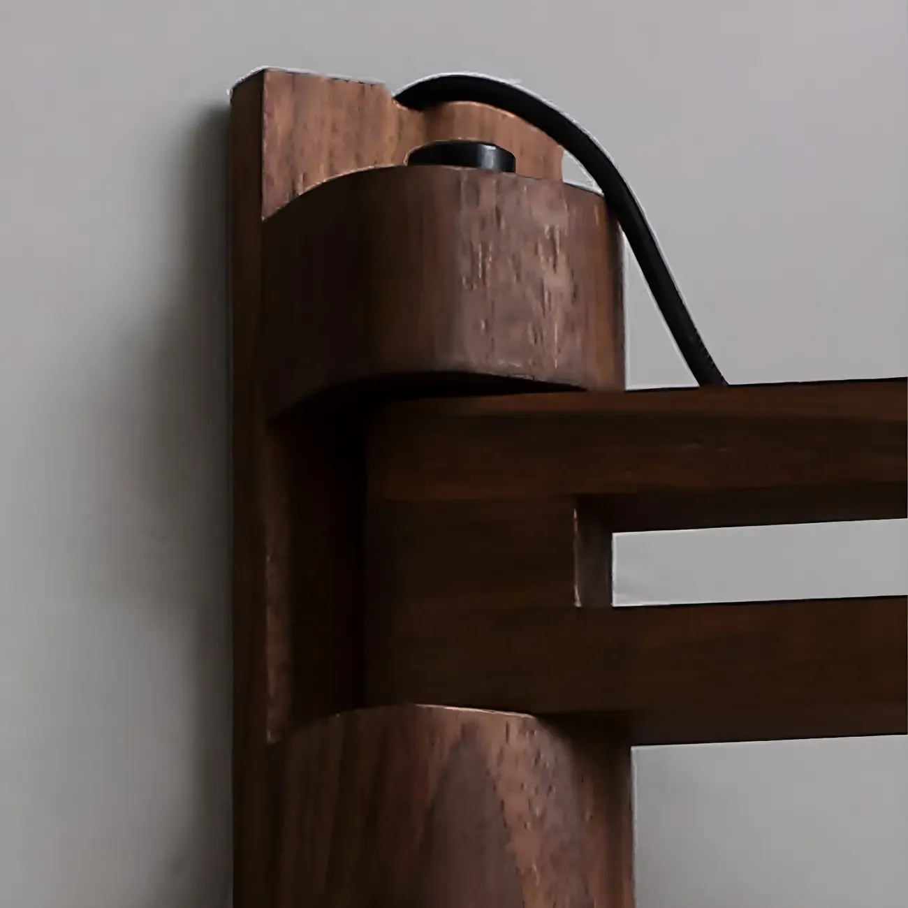 Rustic Cylinder Wall Sconce with Wood Arm for Bedroom Decor