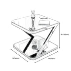 2-Tier Black Glass End Table with Storage for Living Room