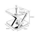 2-Tier Black Glass End Table with Storage for Living Room