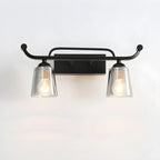 3-Light Modern Straight Bell Glass Black Vanity Light for Bathroom
