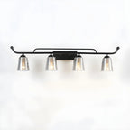 3-Light Modern Straight Bell Glass Black Vanity Light for Bathroom