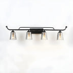 3-Light Modern Straight Bell Glass Black Vanity Light for Bathroom