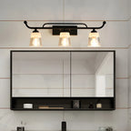 3-Light Modern Straight Bell Glass Black Vanity Light for Bathroom