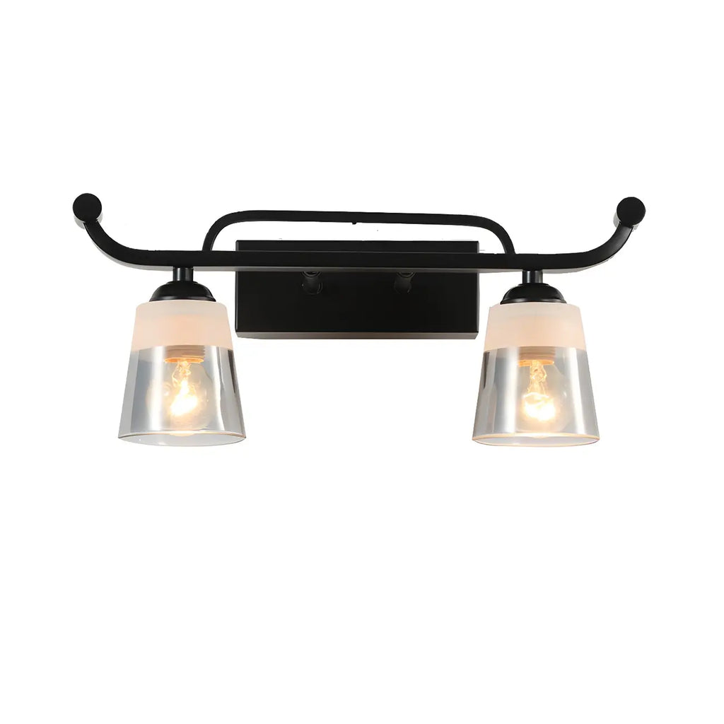 3-Light Modern Straight Bell Glass Black Vanity Light for Bathroom