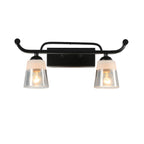 3-Light Modern Straight Bell Glass Black Vanity Light for Bathroom