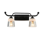 3-Light Modern Straight Bell Glass Black Vanity Light for Bathroom