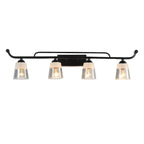 3-Light Modern Straight Bell Glass Black Vanity Light for Bathroom