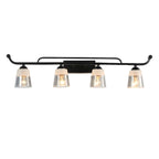 3-Light Modern Straight Bell Glass Black Vanity Light for Bathroom