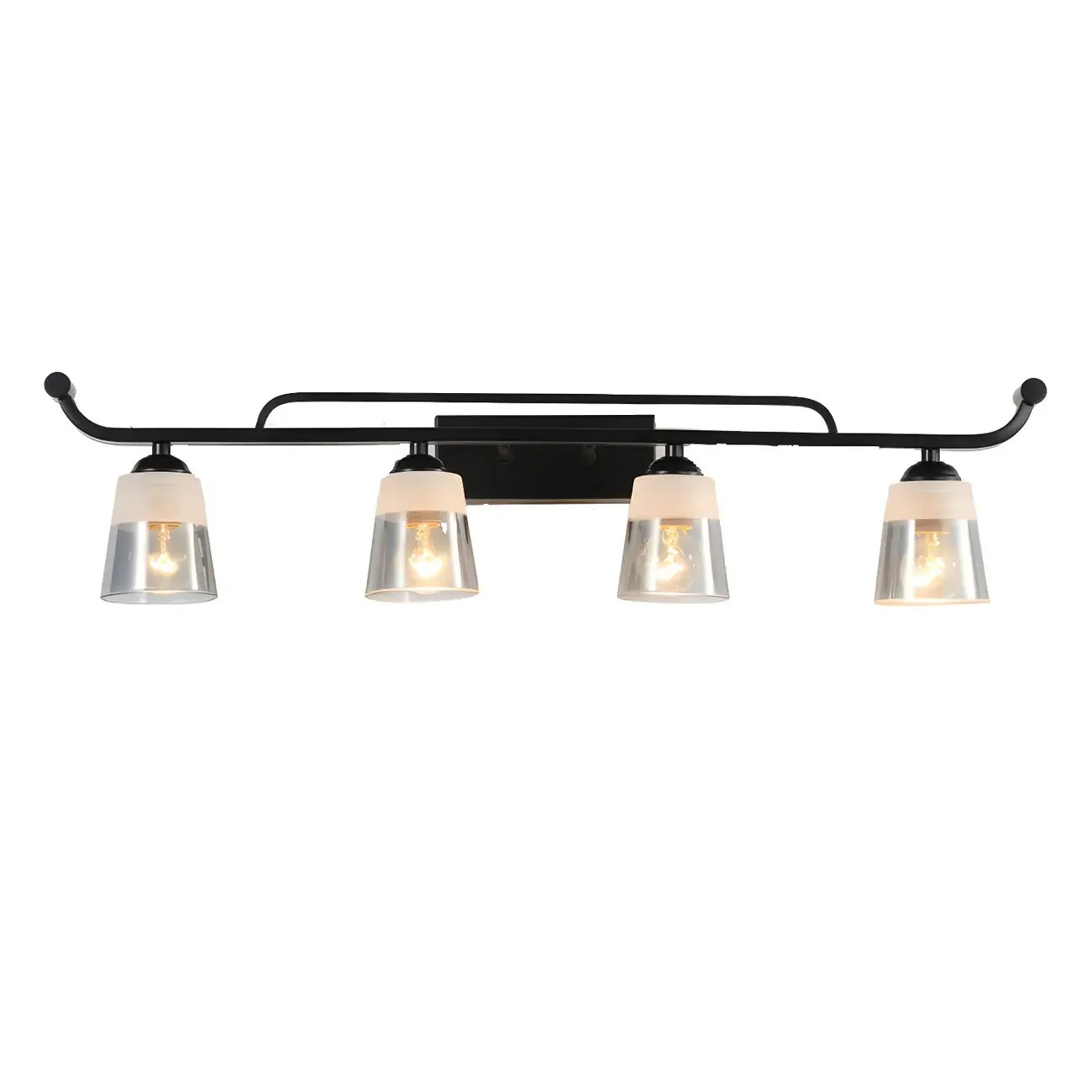 3-Light Modern Straight Bell Glass Black Vanity Light for Bathroom