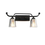 3-Light Modern Straight Bell Glass Black Vanity Light for Bathroom
