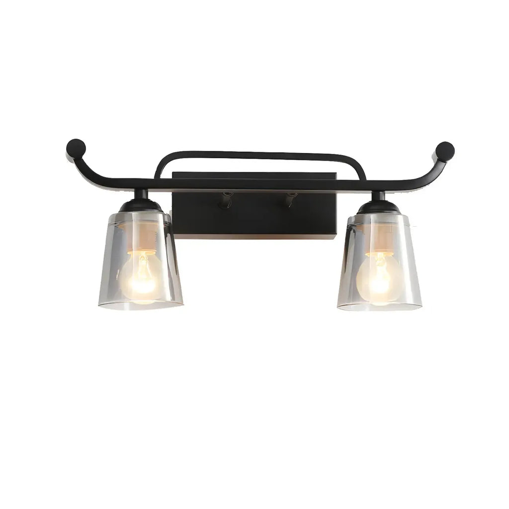 3-Light Modern Straight Bell Glass Black Vanity Light for Bathroom