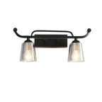 3-Light Modern Straight Bell Glass Black Vanity Light for Bathroom