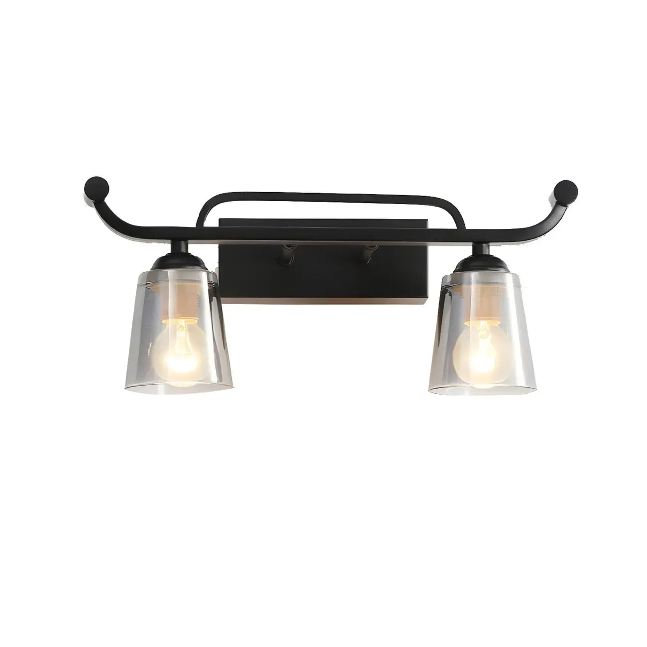 3-Light Modern Straight Bell Glass Black Vanity Light for Bathroom