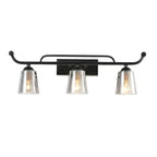 3-Light Modern Straight Bell Glass Black Vanity Light for Bathroom