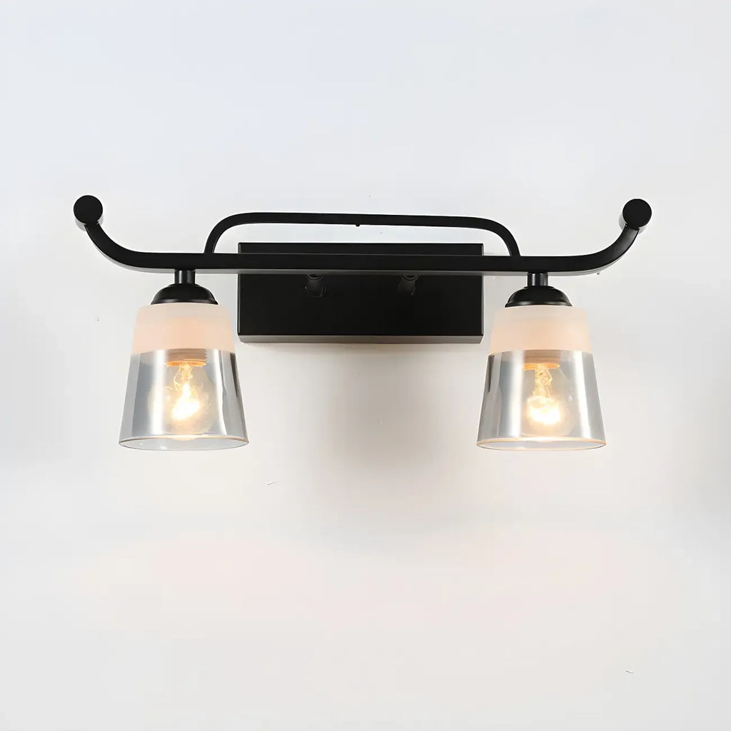 3-Light Modern Straight Bell Glass Black Vanity Light for Bathroom
