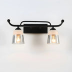 3-Light Modern Straight Bell Glass Black Vanity Light for Bathroom