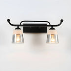 3-Light Modern Straight Bell Glass Black Vanity Light for Bathroom