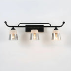 3-Light Modern Straight Bell Glass Black Vanity Light for Bathroom