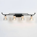 3-Light Modern Straight Bell Glass Black Vanity Light for Bathroom