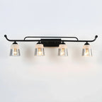 3-Light Modern Straight Bell Glass Black Vanity Light for Bathroom