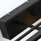 3-Light Modern Straight Bell Glass Black Vanity Light for Bathroom