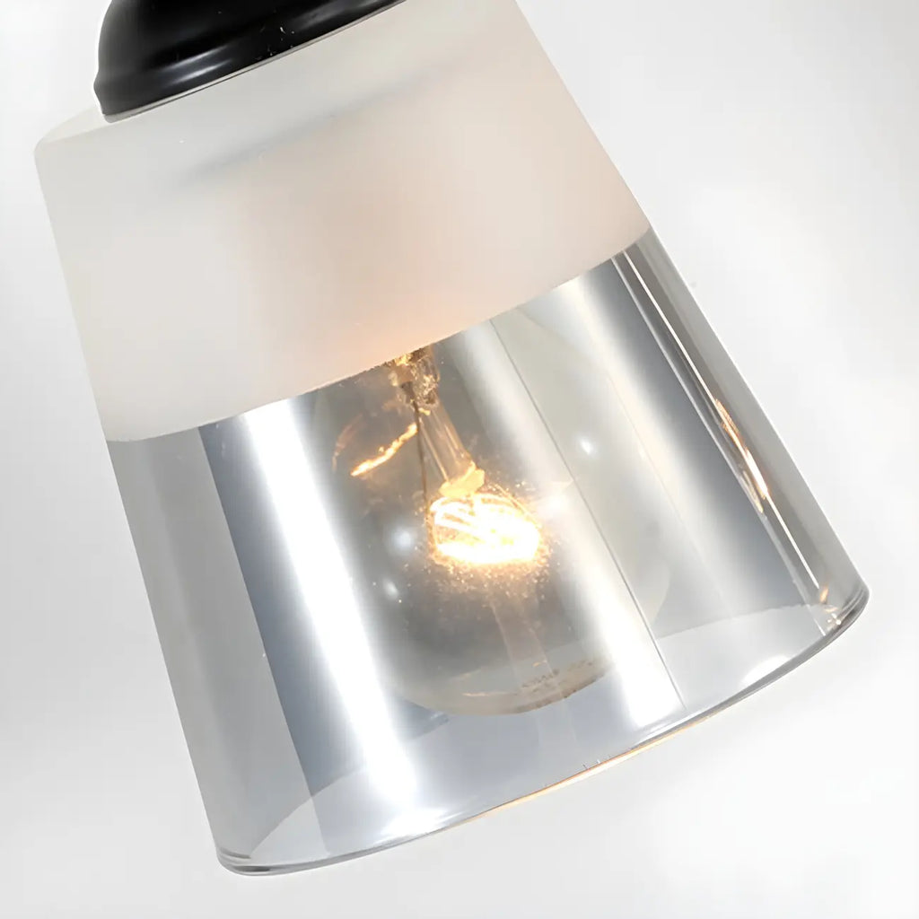 3-Light Modern Straight Bell Glass Black Vanity Light for Bathroom