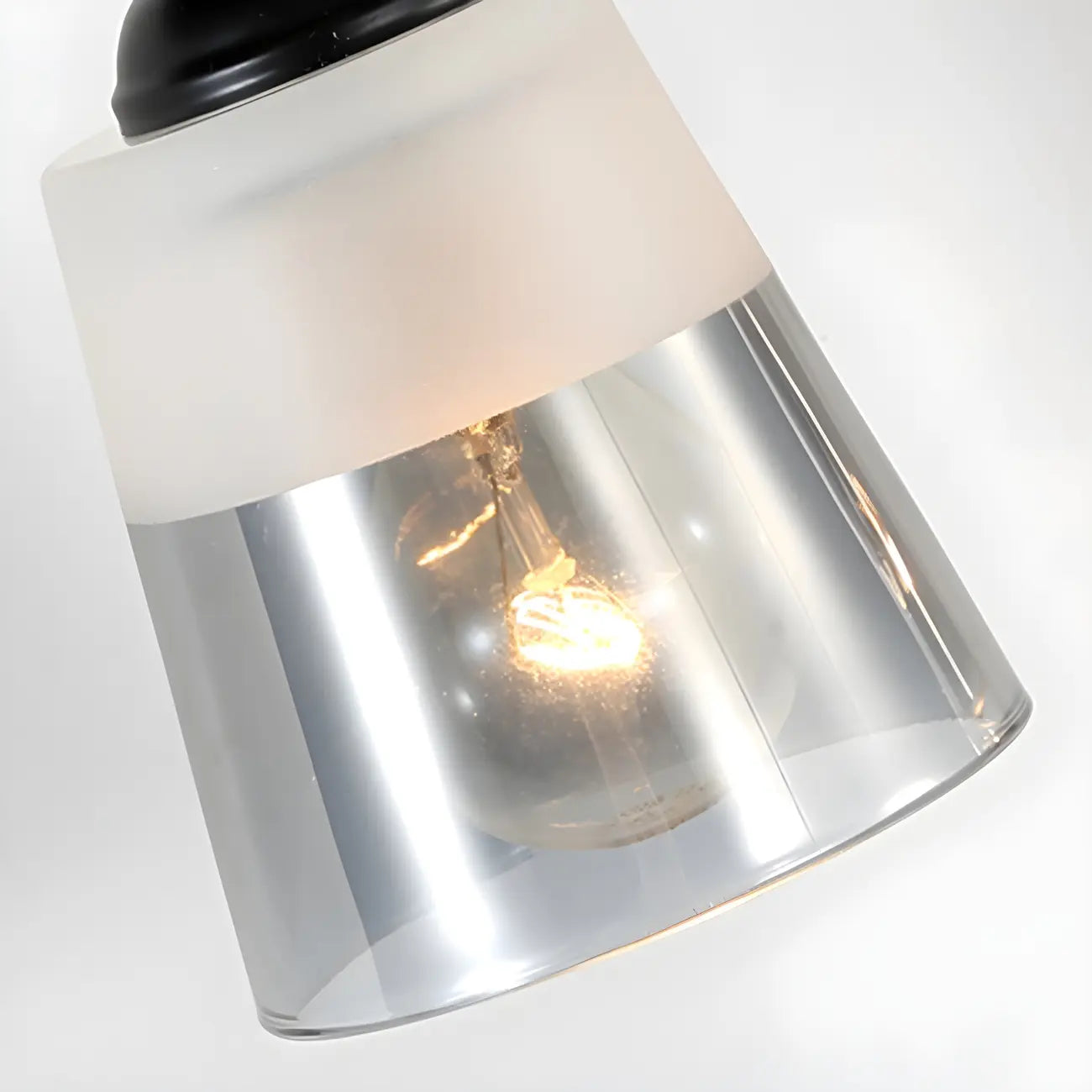 3-Light Modern Straight Bell Glass Black Vanity Light for Bathroom