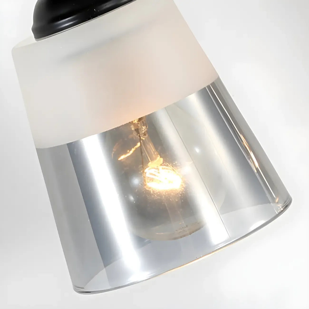 3-Light Modern Straight Bell Glass Black Vanity Light for Bathroom