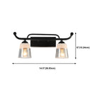 3-Light Modern Straight Bell Glass Black Vanity Light for Bathroom